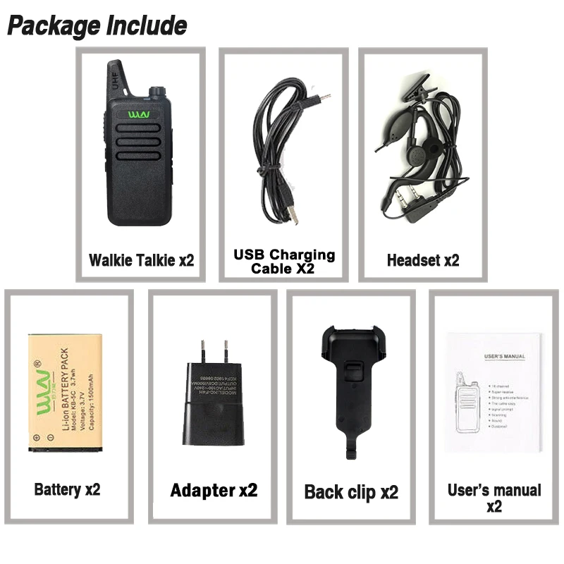 2 шт. мини двухстороннее радио Ручной Kd-C1walkie Talkie сумка Emisora Hf Ricetrasmittenti Vhf УВЧ Kenwood приготовление пищи шеф-повара Radioaficionado - Color: Black 2 pair