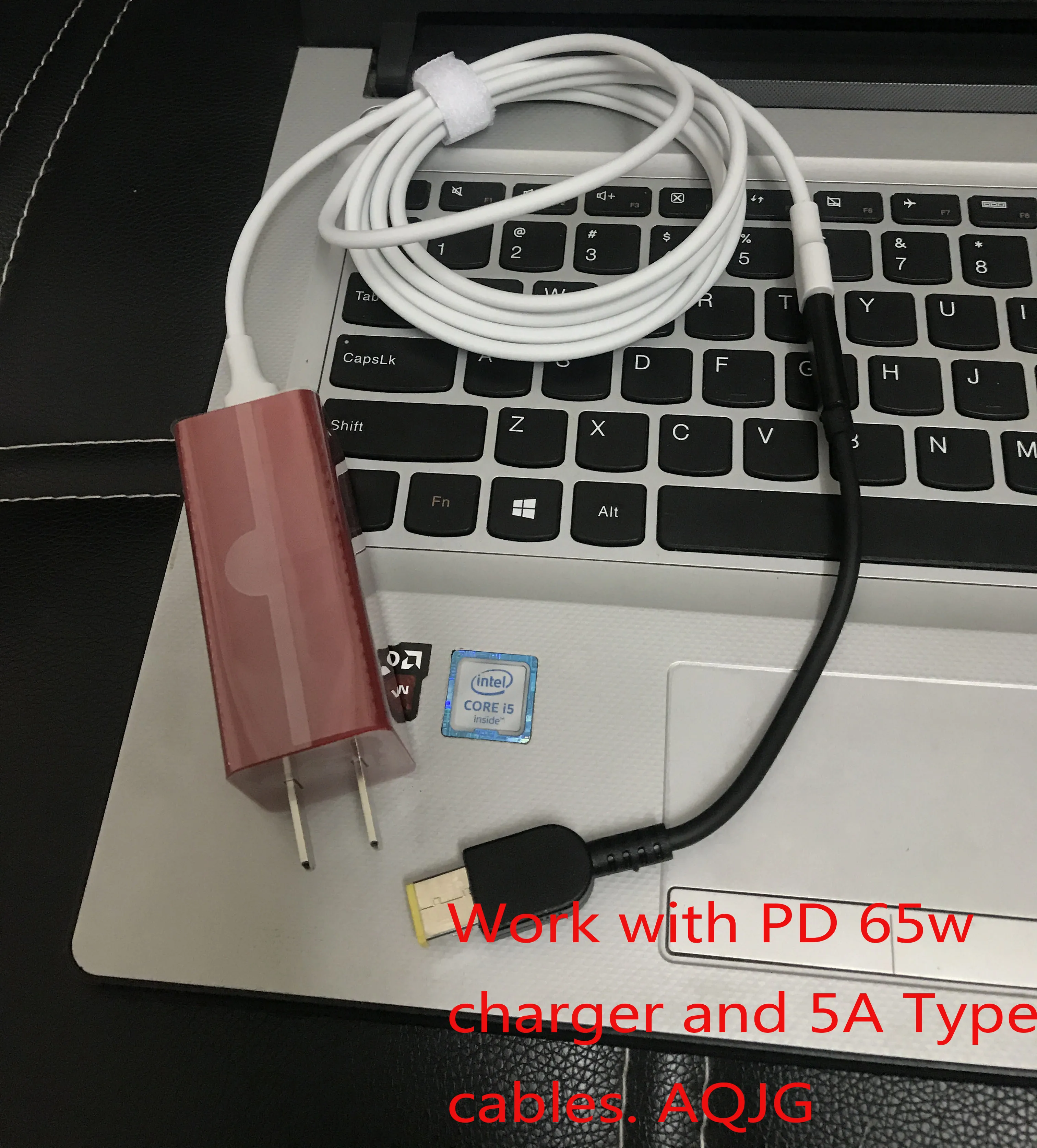 노트북 DC 전원 어댑터 커넥터 플러그 컨버터 케이블 코드, USB C 타입 암에서 사각형 플러그 충전기, Lenovo T460s E470 T450