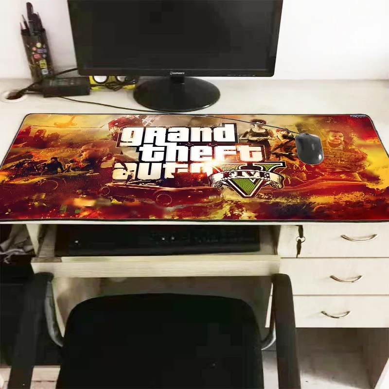  90X40CM Gta Grand Theft Auto Lock Edge Mouse Pad Large Office Gaming Mousepad Dest Keyboard Mat for
