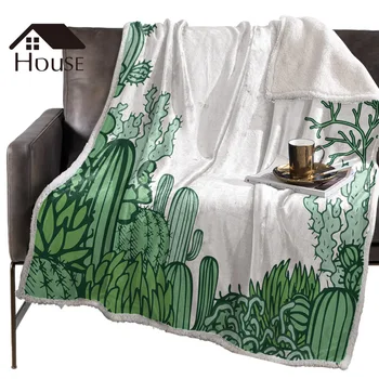 

BIGHOUSES Throw Blanket Nordic Cactus Tropical Leaves Fleece Blankets Personalized Blankets Bedclothes