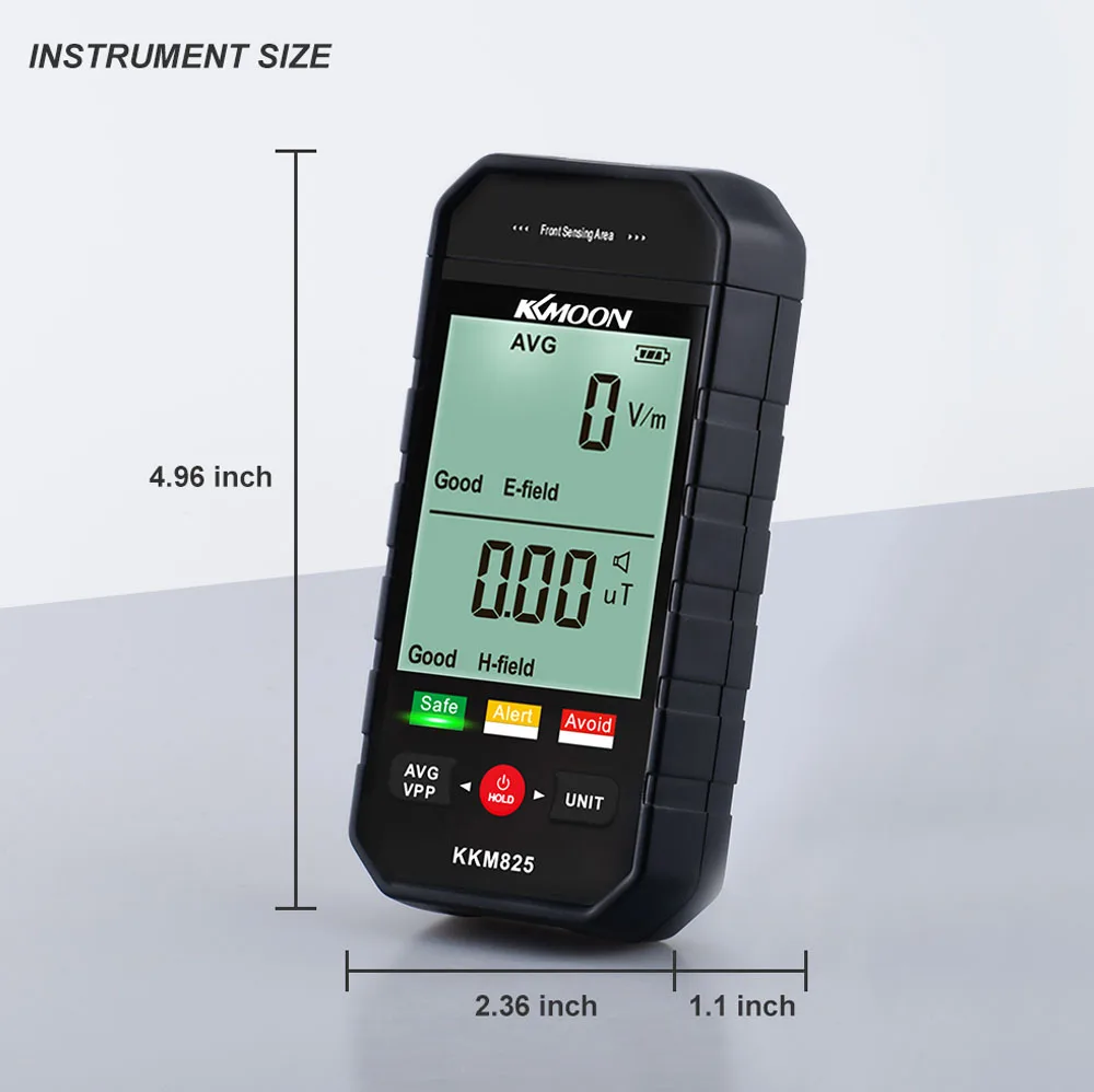 KKMOON KKM825 Electromagnetic Radiation Detector Electric Field Tester Magnetics Field Radio Test Sound Light Alarm EMF Meter