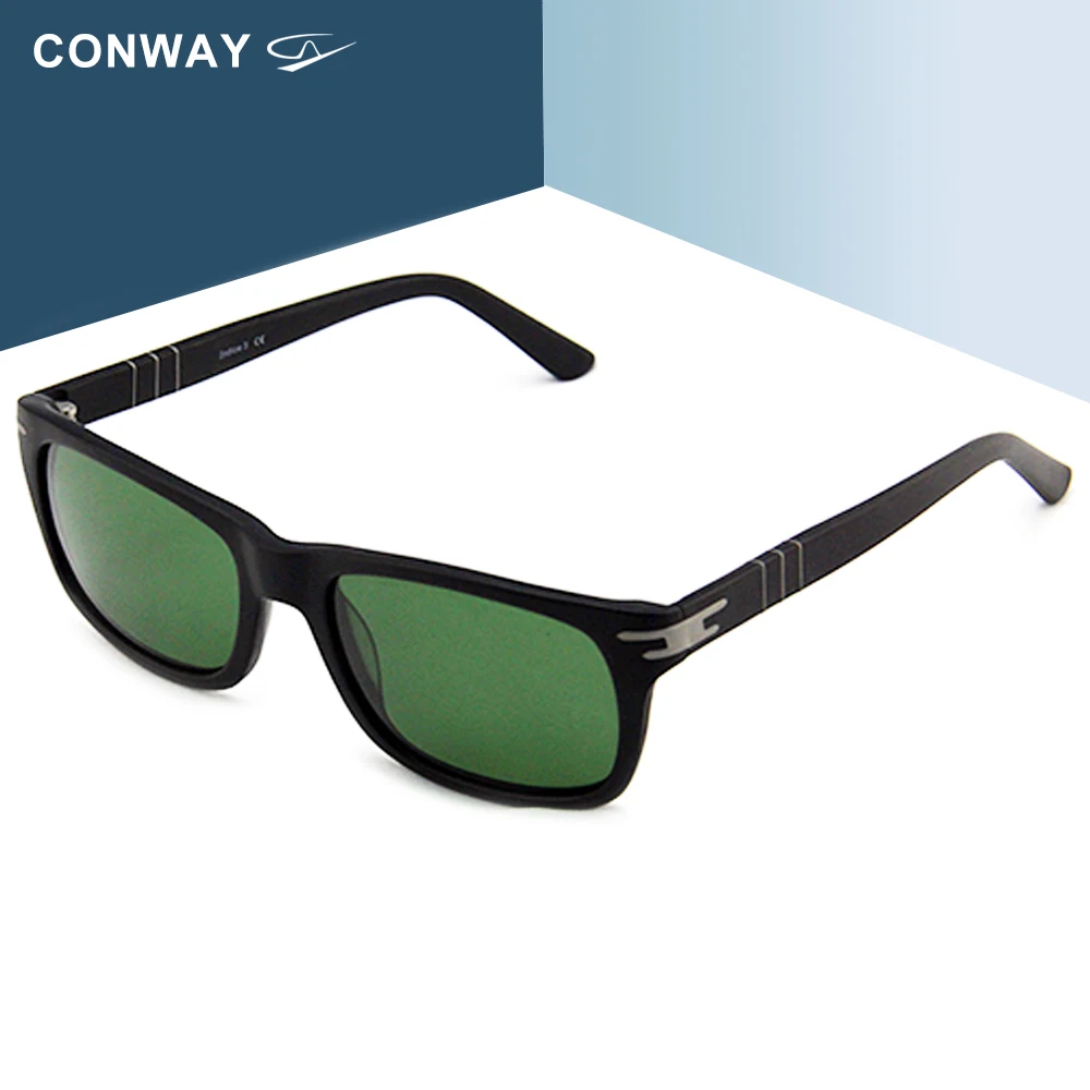 Matte Black CONWAY, негабаритные очки для женщин и мужчин, большие прямоугольные солнцезащитные очки для вождения, очки для бега, качественные ацетатные гибкие дужки - Цвет линз: Matte Black