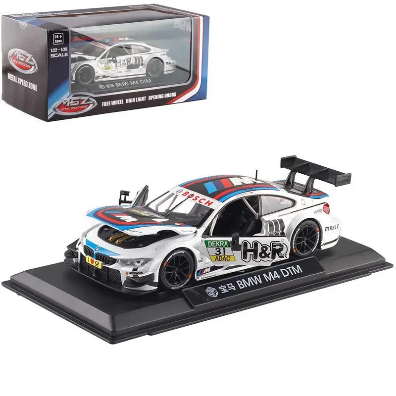 1:24 Высокая литая модель машины BMW M4 GT3 спортивный автомобиль гоночный свет модель игрушки для детей Подарки