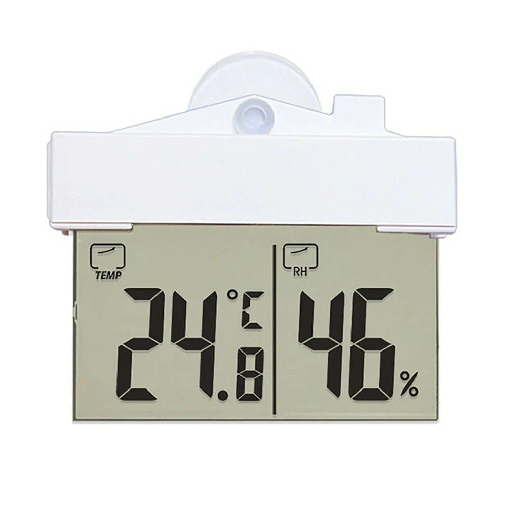 

Digital LCD Thermometer Sucker Suction Transparent Window Display Hygrometer FKU66