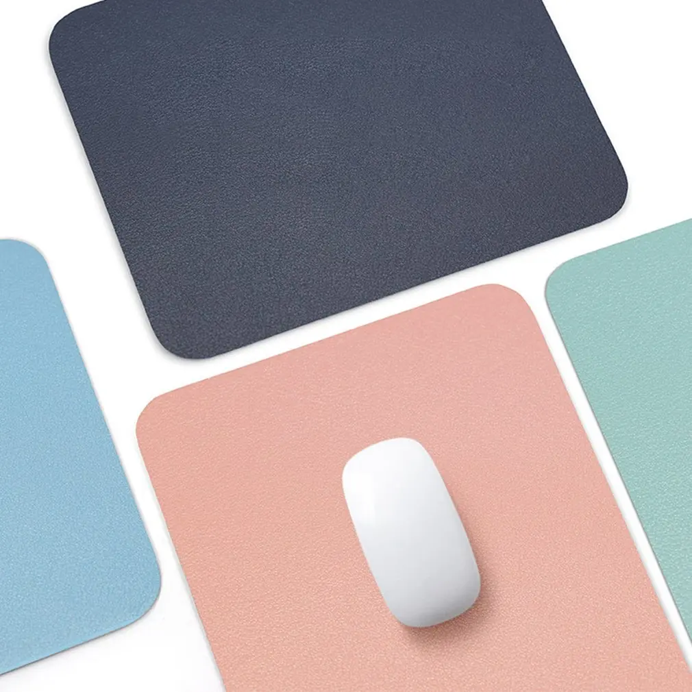 Solid Color Simple Leather Desk Pad Small Mouse Pad PU Leather Waterproof Pad Cute Mouse Pad Leather Mat Single side