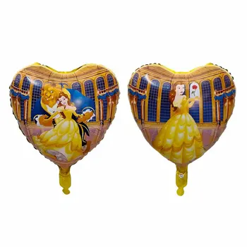 

50pcs 18inch Cartoon Movie Beauty and The Beast Balloon Princess Bell Heart Foil Ball Birthday Party Supplies Wedding Decoration