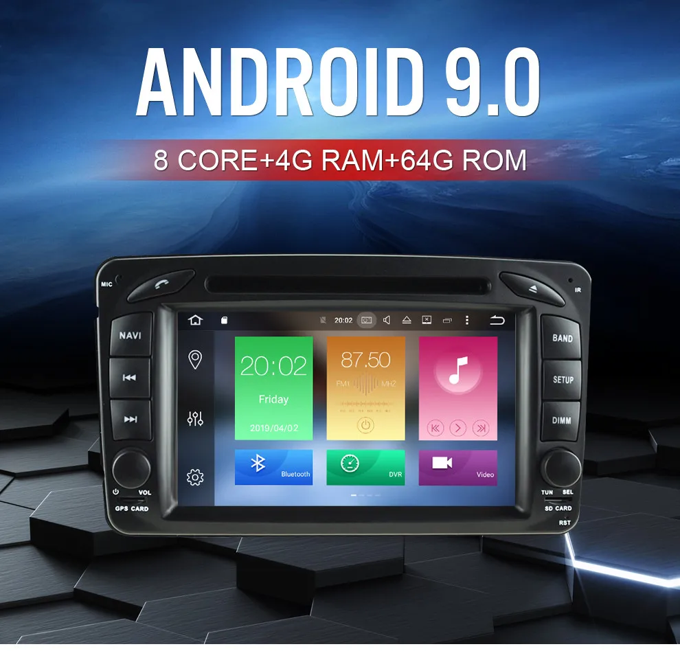 " Android 9,0 автомобильный мультимедийный плеер для Mercedes Benz Clk/w209/w203/w208/w463 1998-2004 Стерео DVD Радио Видео gps навигация