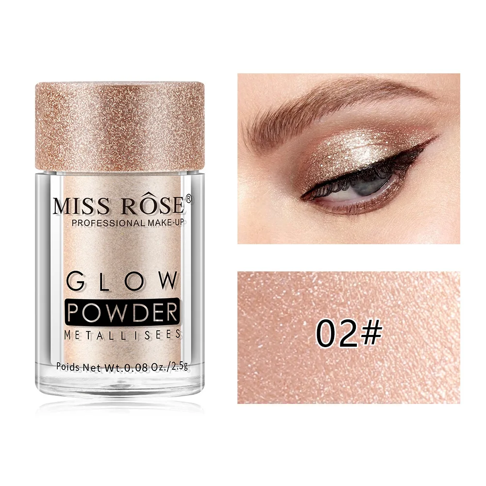 MISS ROSE Shimmer Свободные Тени для век Пудра Макияж Пигмент Водонепроницаемый Блеск Тени для век 3D телесный металлик глаза Пудра Косметика