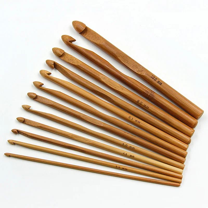 12pcs Bamboo Wooden knitting Crochet Hooks Needle Yarn Craft Knitting Set Household Sweater Tool | Дом и сад