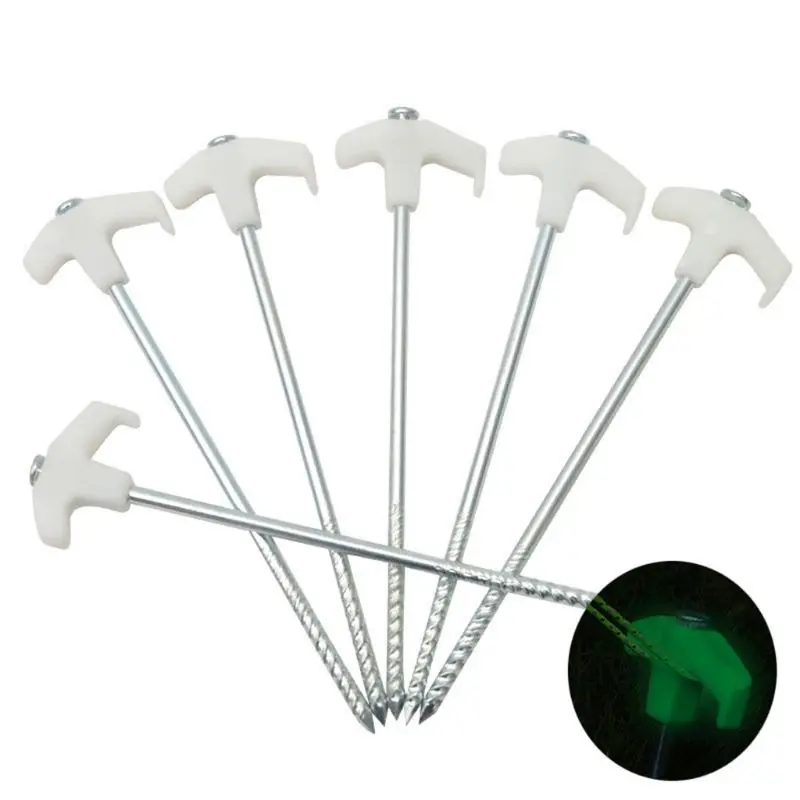 

1pc 25cm Luminous Nail Camping Tent Peg Steel Stake Ice Fishing Screw Rod Stand Rack