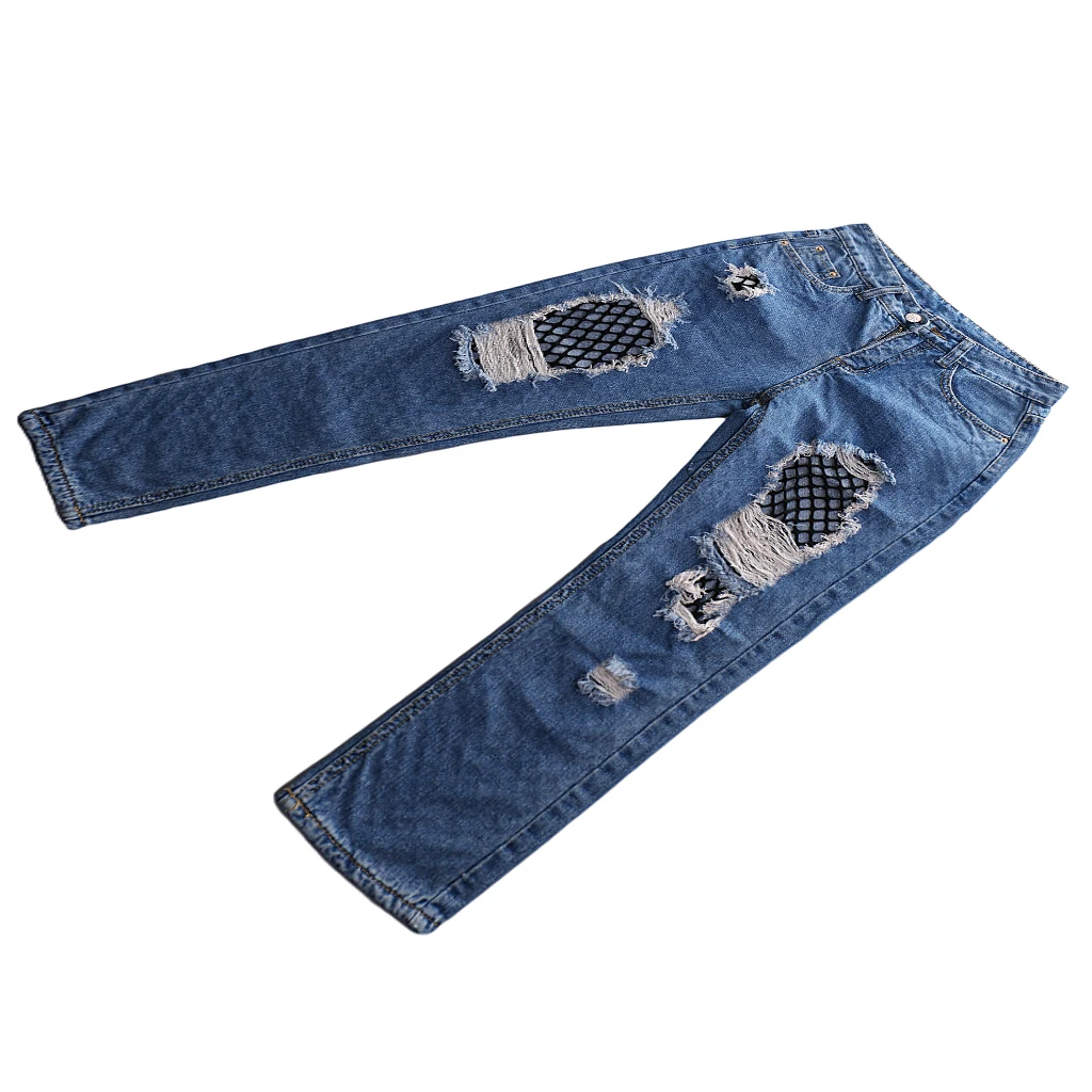 Womens Ripped Torn Distressed Leg Denim Jeans Ankel Ladies Trouser Pants