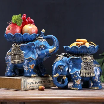 

2pcs Living Room Fruit Plate European Creative Elephant Dried Fruit Plate Storage Plate Nordic Wine Cabinet Decoration Ornament