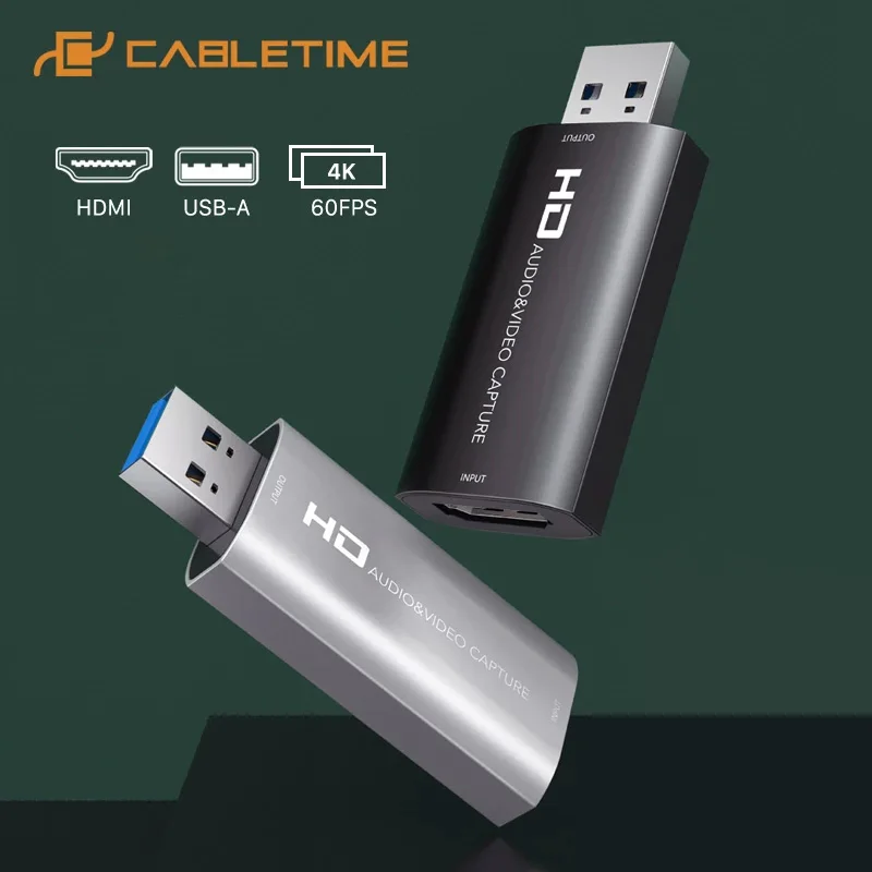 Карта видеозахвата CABLETIME 4K USB 3 0 совместимая с HDMI для видеозаписи в прямом эфире