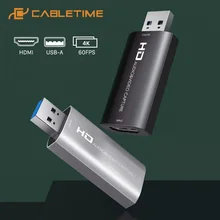 CABLETIME-tarjeta de captura de vídeo 4K, captura de vídeo compatible con HDMI, USB 3,0, para transmisión en vivo, cámara, interruptor de grabación de juegos, C371