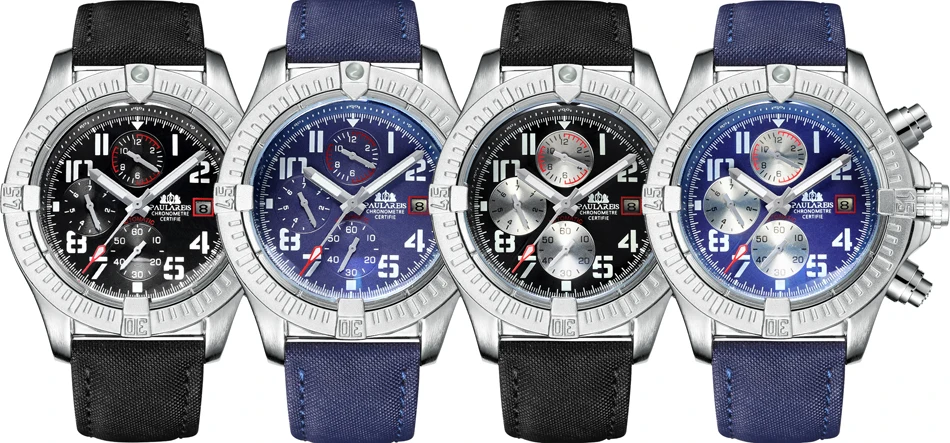 Automatique auto-vent lumineux mécanique toile Style véritable noir bleu cuir multifonction Date mois Sport hommes_voghion.com