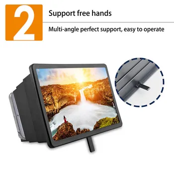 

14Inch 3D Video Screen Magnifier Amplifier Foldable Holder Bracket for Tablets Phones FKU66