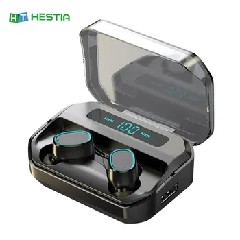 

TWS Bluetooth 5.0 Button Operation Bluetooth Earphone Waterproof IPX5 LED Display HiFi Bass Earbuds with 1500mAh Charging Case