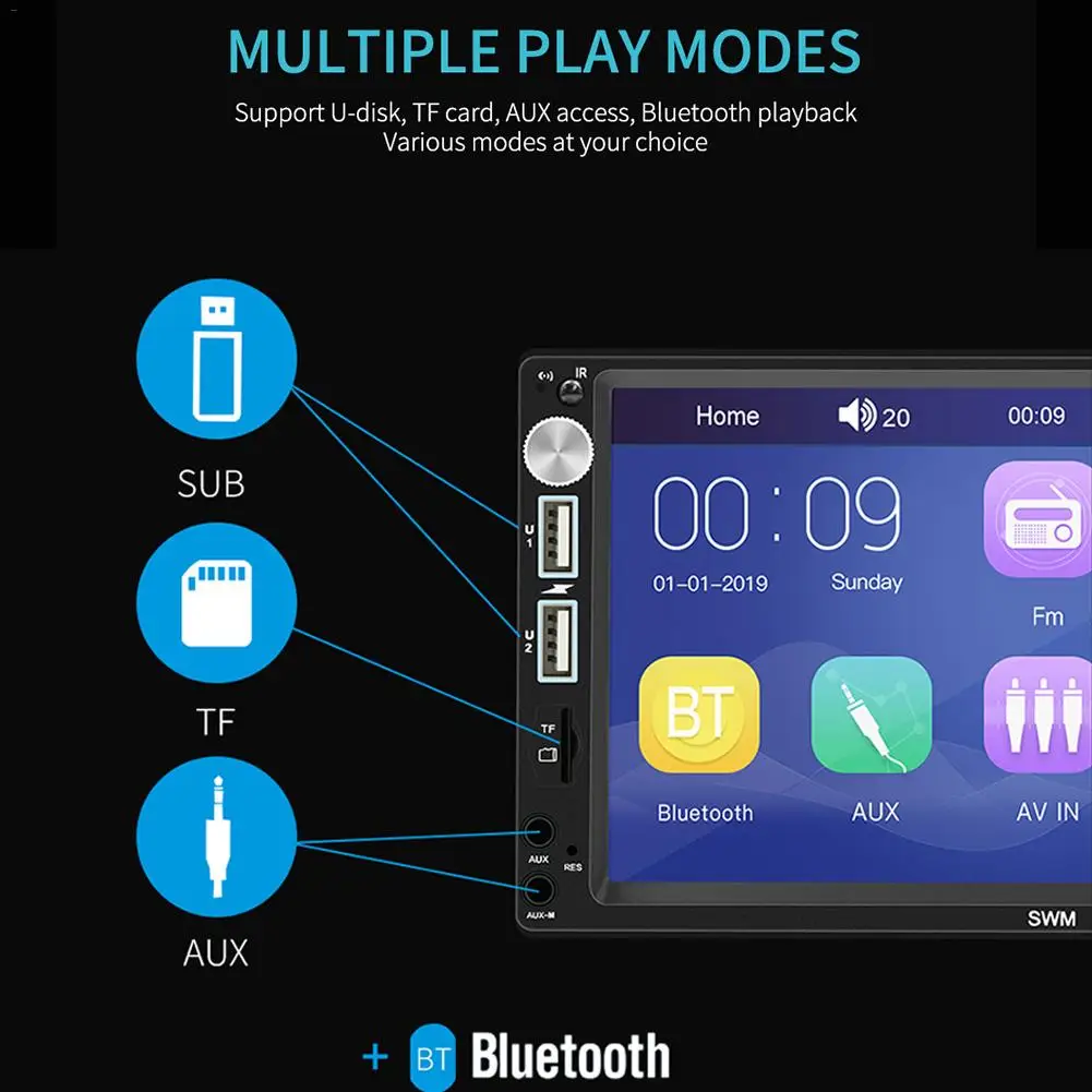 7In сенсорный экран Mp5 плеер мульти-радиоприемник WIN-CE система Bluetooth 2 Din HD Поддержка IOS/Android телефон Зеркало Ссылка USB/TF/AUX