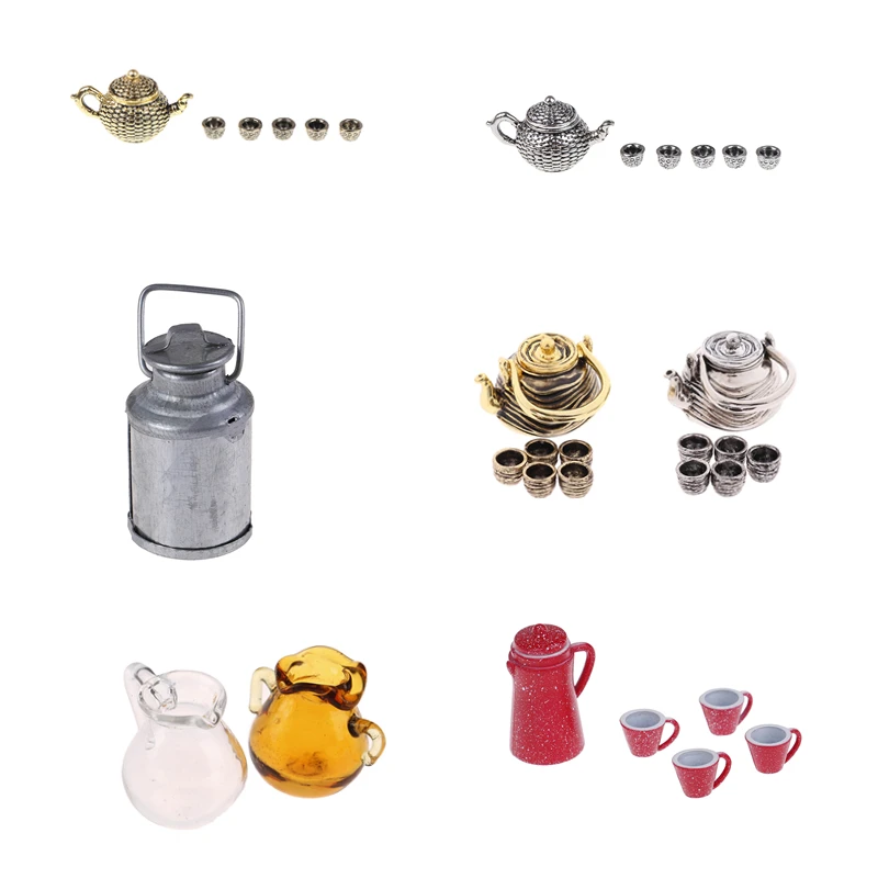 

Mini Metal Kettle Simulation Furniture Tea Pot Kitchen Model Toys for Doll House Decoration 1/12 Dollhouse Miniature Accessories