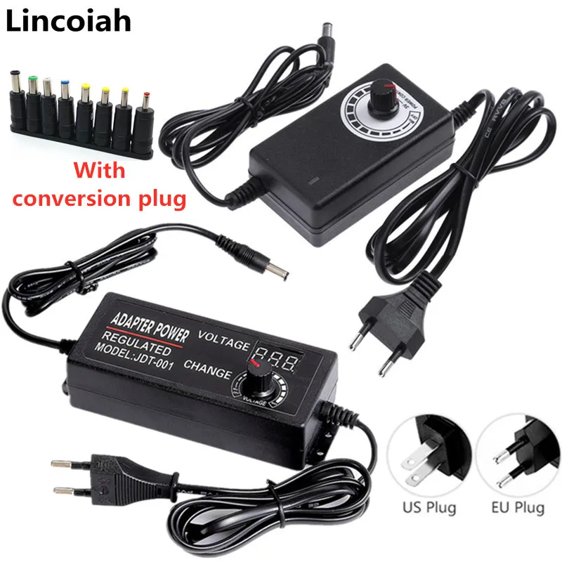 Adattatore Ac/Dc Regolabile 3V 5V 6V 9V 12 V 15V 18V 24V 1A 2A 5A Alimentatore Universale Da 220V A 12 V Volt Con Connettori Da 8 Pezzi
