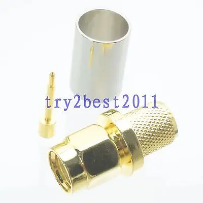 

DHL/EMS 50 Sets 1pce Connector SMA plug pin crimp RG5 RG6 5D-FB LMR300 RF COAXIAL straight -C1