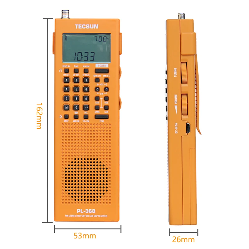 NEW TECSUN PL-368 Mini Portable DSP ETM ATS FM-Stereo MW SW World Band  Stereo Radio 64-108MHZ