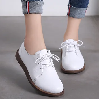 PEIPAH 2020 Women s Spring Autumn Shoes For Women Genuine Leather Casual Round Toe Flats