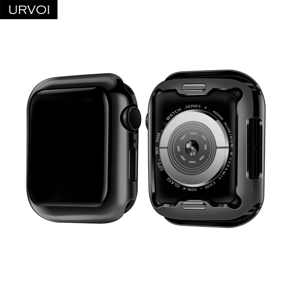 Чехол URVOI из ТПУ для Apple Watch series 54 с гальваническим покрытием бампер мягкая рамка Защитная крышка для iWatch с защитой экрана