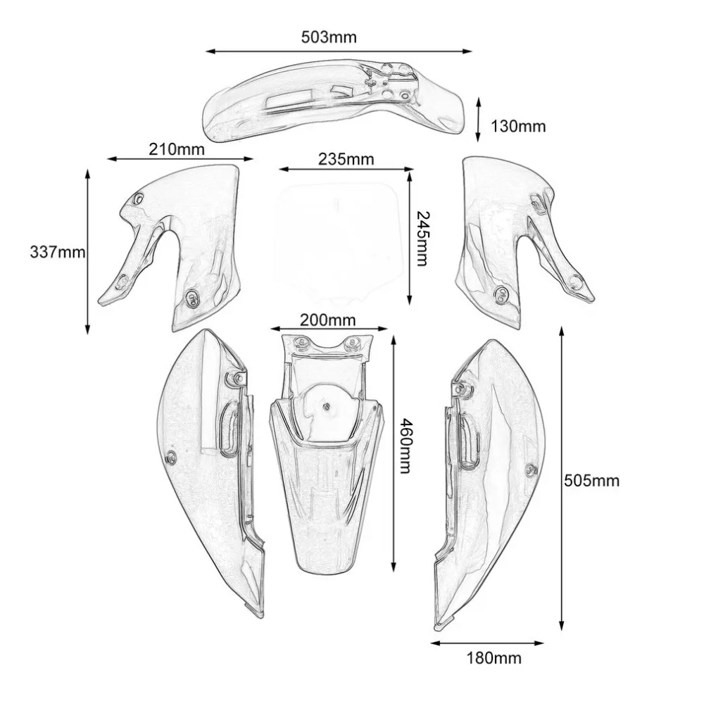 Внедорожные мотоциклетные пластиковые наружные части подходят для Kawasaki KLX110 KX65 передние и задние крылья 2 кожуха 2 боковые панели