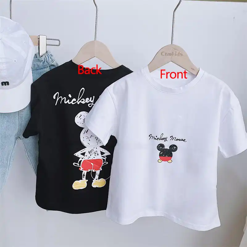 Children S T Shirt Girls Tops Mickey Ears White Cotton Round Neck