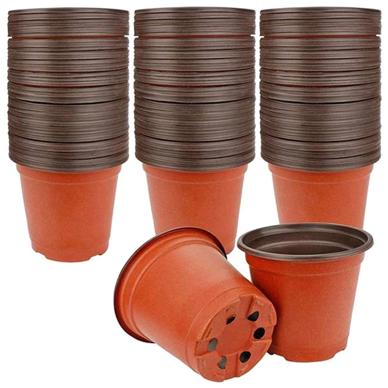 

130 Packs of 6-Inch Plastic Plant Nursery Pots for Succulents, Seedlings, Cuttings, Transplants