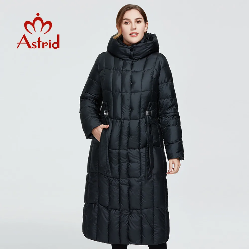 Astrid 2020 delle Nuove donne di Inverno cappotto lungo delle donne parka caldo Plaid di modo di spessore Giacca con cappuccio di grandi dimensioni abbigliamento femminile 9546