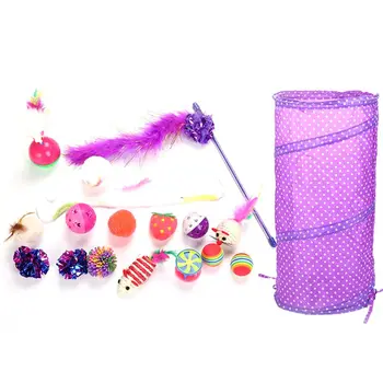 

17pcs Cat Kitten Toys Variety Pack Cat Tunnel Catnip Fish Feather Teaser Mouse