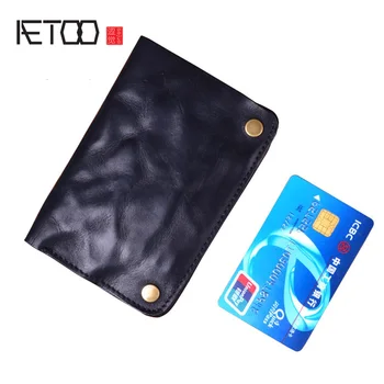 

AETOO The original male wallets lady wrinkle leather handmade wallets billfold vertical vintage wallets