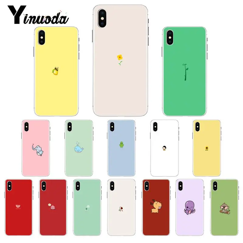 Yinuoda милые животные растения на красочном фоне чехол для телефона iPhone 5 5Sx 6 7 7plus 8