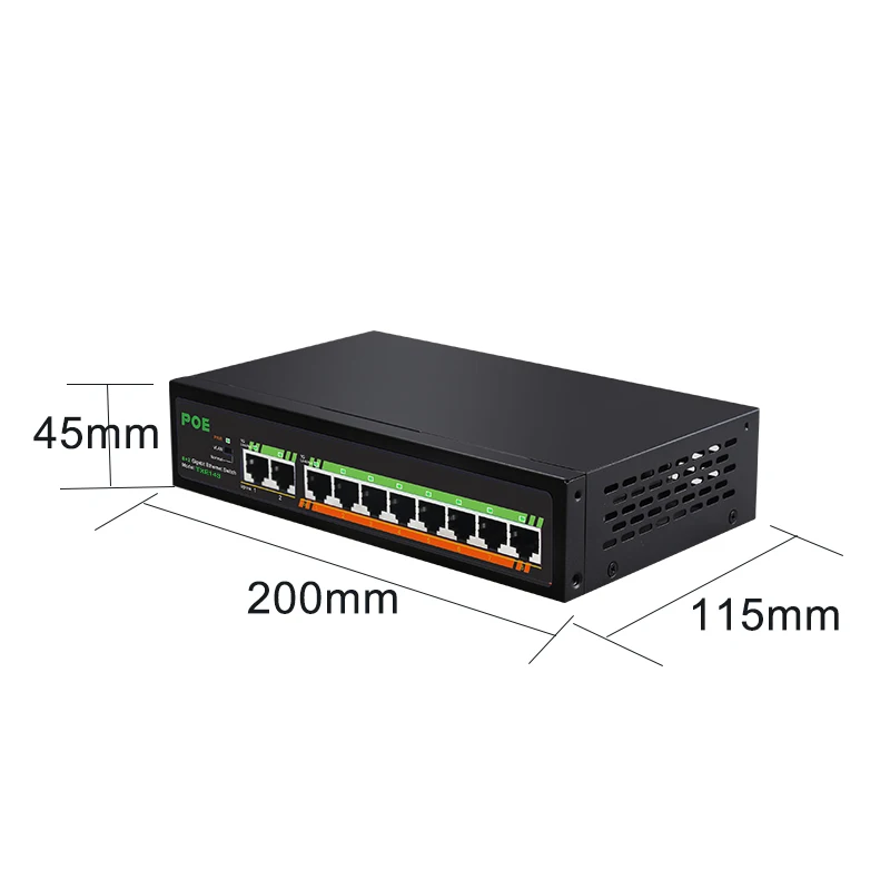 Terow gigabit 10-ports poe switch 120w 8-ports