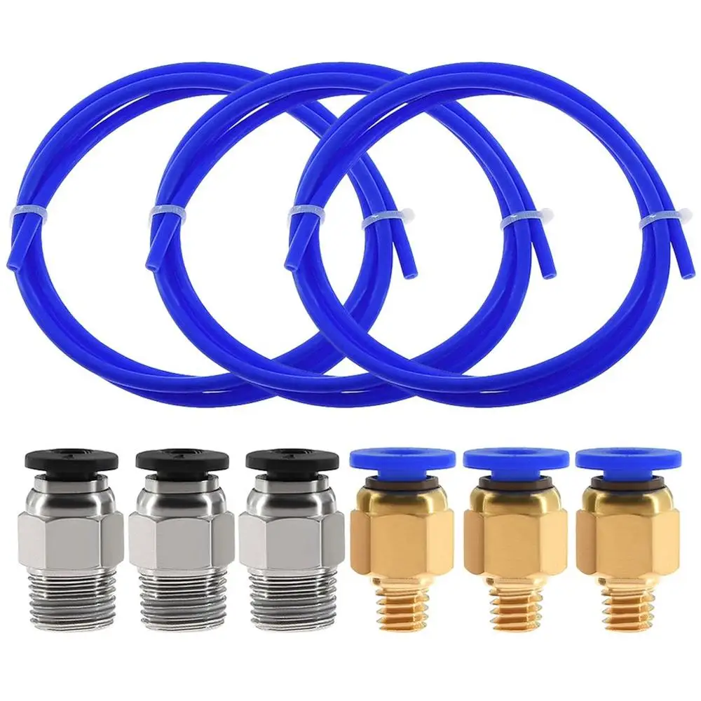 3 шт. 1 м синяя PTFE трубка+ 3 PC4-M6 Пневматический разъем+ 3 PC4-M10 разъемы для 3d принтера 1,75 мм нити