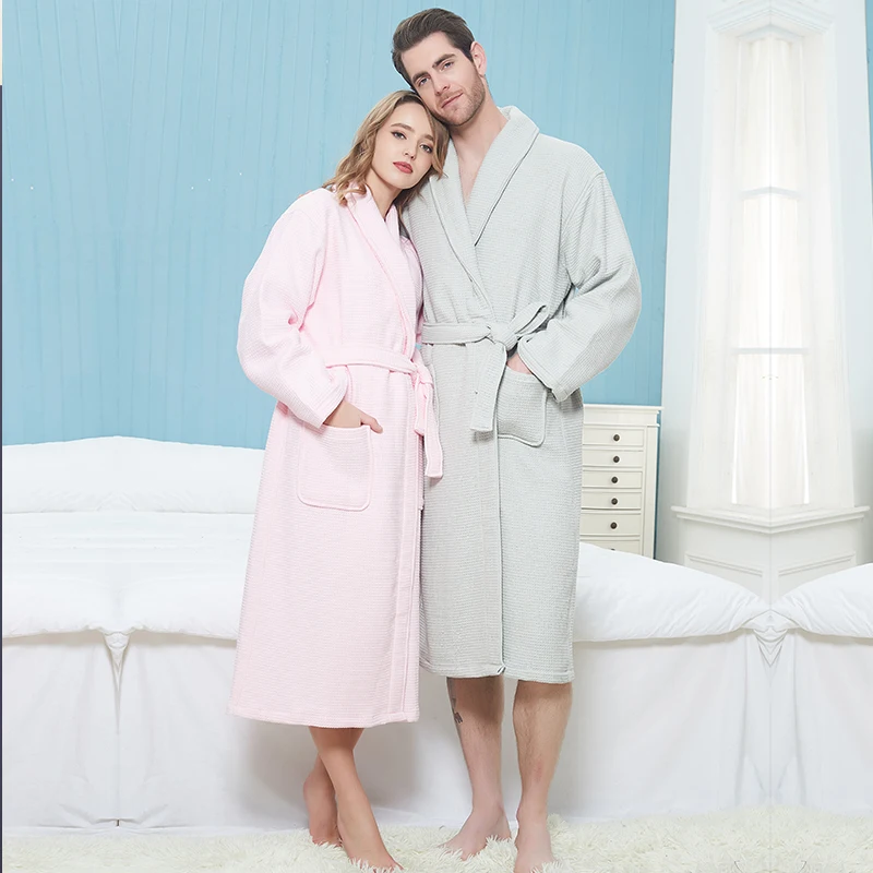 

Cotton Men Robe 100% Cotton Solid Color Bathrobes High Couple Thick Warm Sleepwear Plus Size Home Dress Clothes Thermal Cloths
