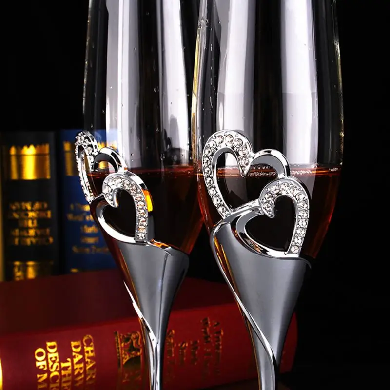 Свадебные аксессуары для шампанского, Золотые сердца, набор из 2 новых