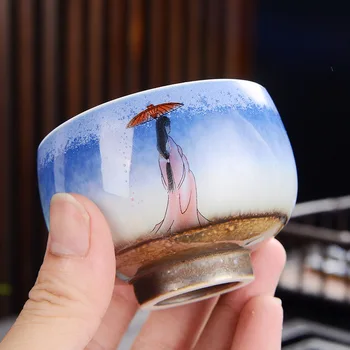 

Chinese Tea Set Tea Cup Retro Ceramics Tea Set Tea Cup Double Insulation and Anti-hot Home Coffee Cups Drinking Utensils