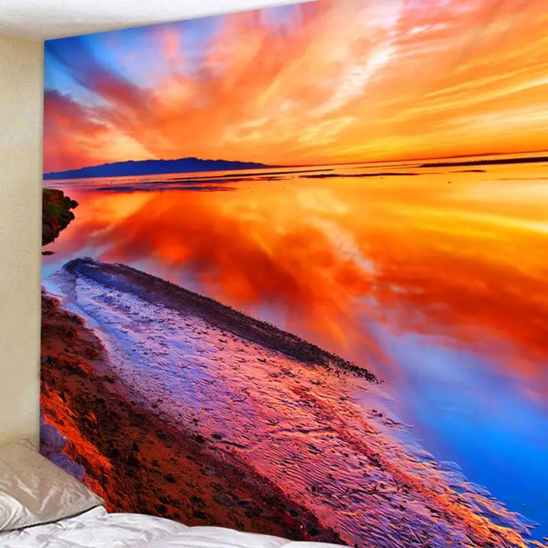 

Beautiful Sunset Glow Tapestry New Seaside Landscape Tapestry Rectangle Home Decoration Accessories Living Room Bathroom Decor
