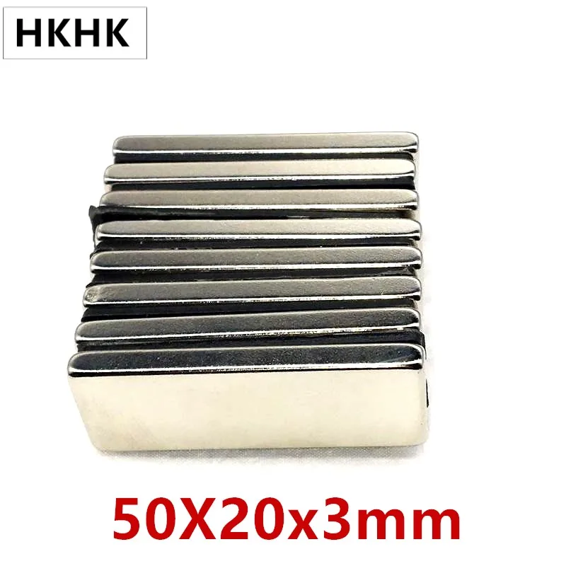10 шт./лот N52 прямоугольный магнит 50x20x3 неодимовый 50*20*3 NdFeB квадратный