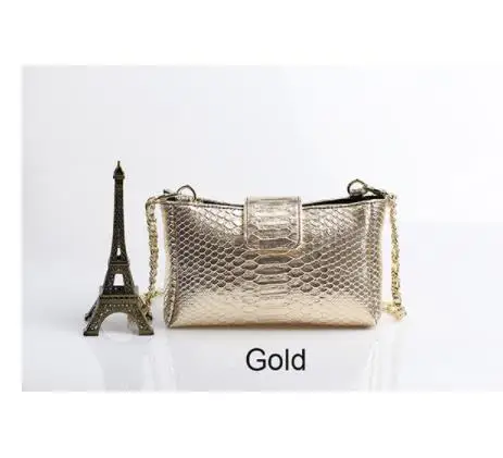 HIGHREAL Новая модная цепочка-змейка сумки на плечо высокое качество Змеиный узор сумка через плечо дорожная сумка Прямая поставка - Цвет: Gold