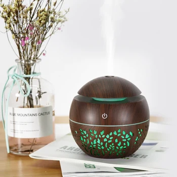 

USB Humidifier Aroma Essential Oil Diffuser Mist Air Purifier Single Room Humidifiers Wood Grain