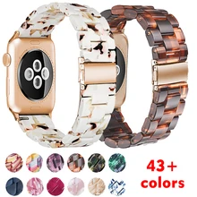 

Resin strap for apple watch band 44mm 40mm 42mm 38mm correa transparent woman Loop watchband for iwatch 6 se series 5 4 3 2 1