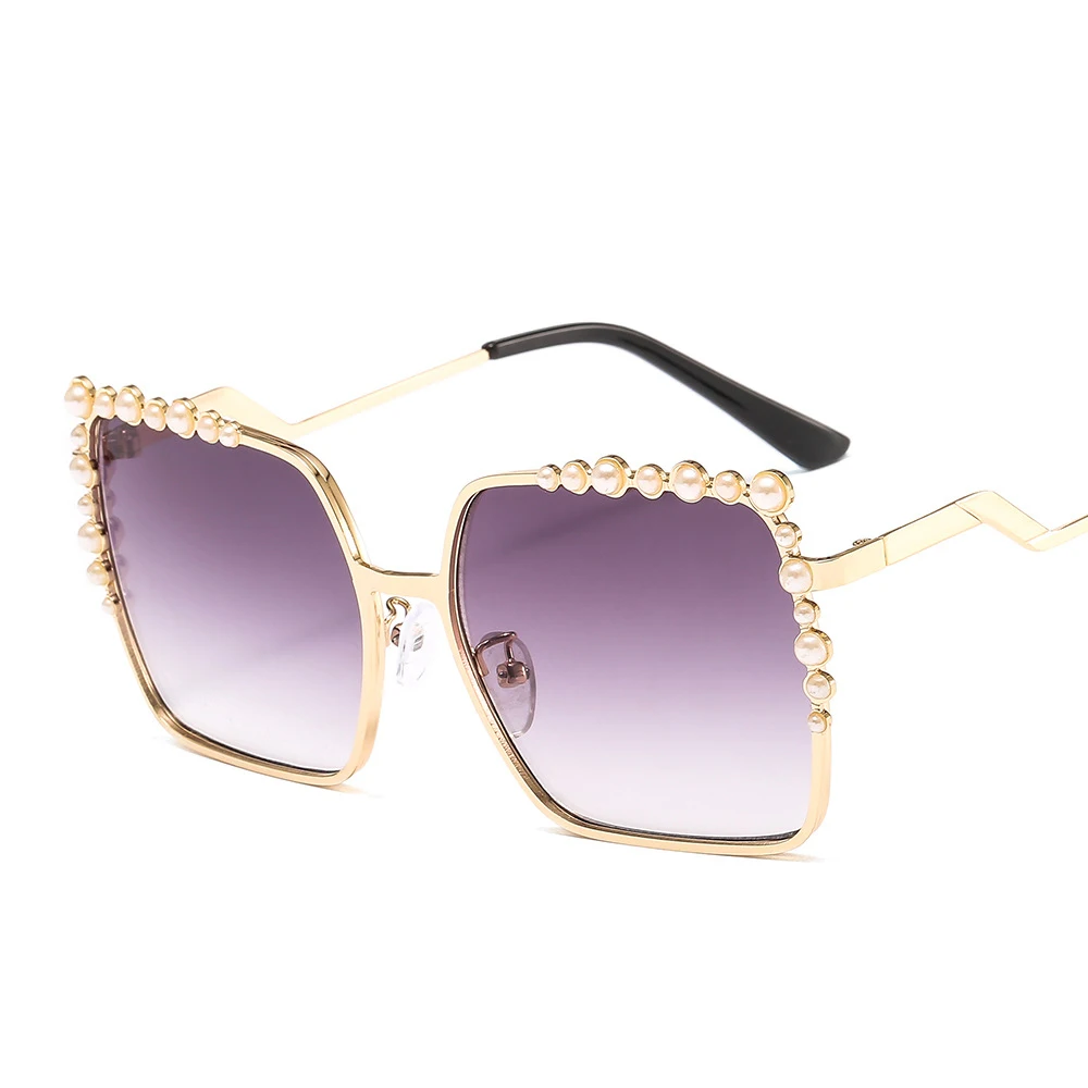 46340 Luxury Brand Sunglasses Pearl Decoration Women Fashion Shades Uv400  Lady's Vintage Glasses
