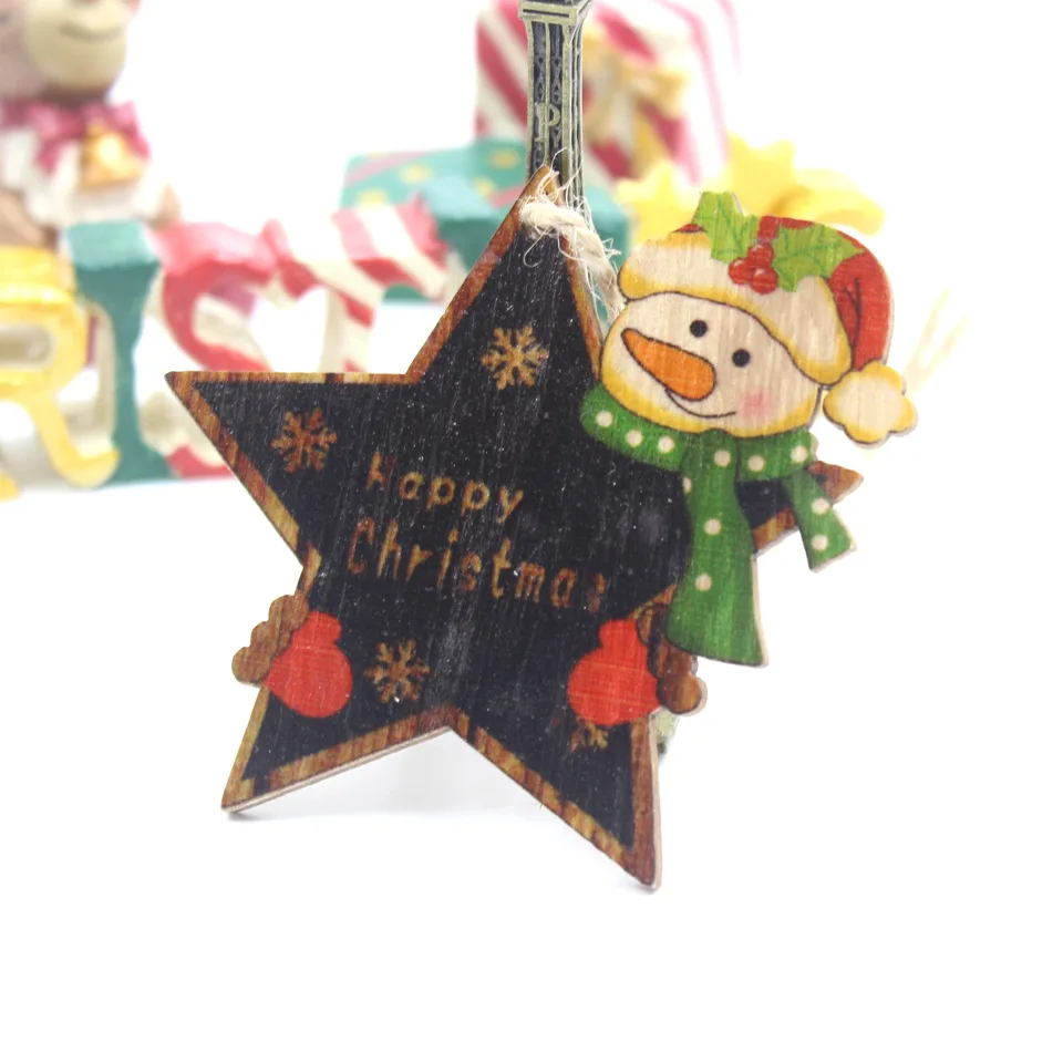 3pcs Style 5 snowman 3 шт./партия, рождественские деревянные DIY подвесные украшения, рождественские украшения для дома, Новогодние Детские подарки, Natal Navidad Decoracion - Цвет: 3pcs Style 5 snowman