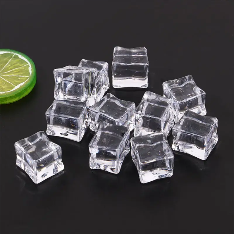 

Fake Ice Cubes Reusable Artificial Acrylic Crystal Cubes Whisky Drinks Display Photography Props Wedding Party Decor
