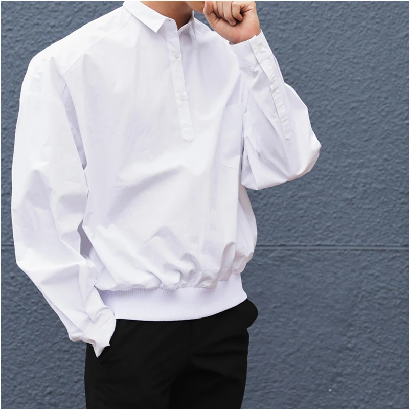 Свободная Мужская рубашка с длинными рукавами, рубашка большого размера для ночного клуба, модный стиль, стиль хип-хоп, повседневный мужской стиль