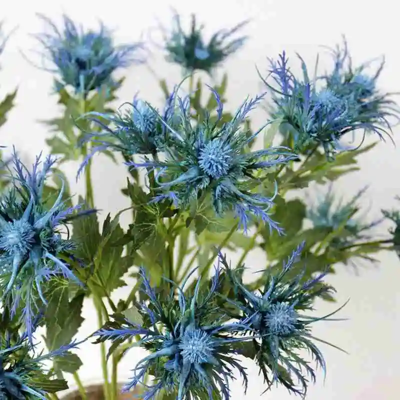 1pc Artificial Eryngium Thistles Bunch Plant 3-Fork Plastic Wedding Flower Creative Art Arrangement Material | Дом и сад